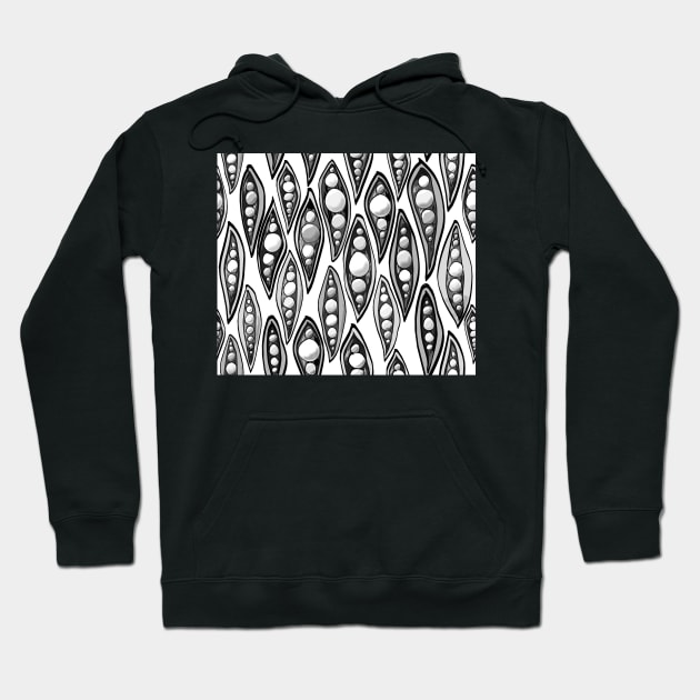 hand-painted black and white pea pods Hoodie by colorofmagic